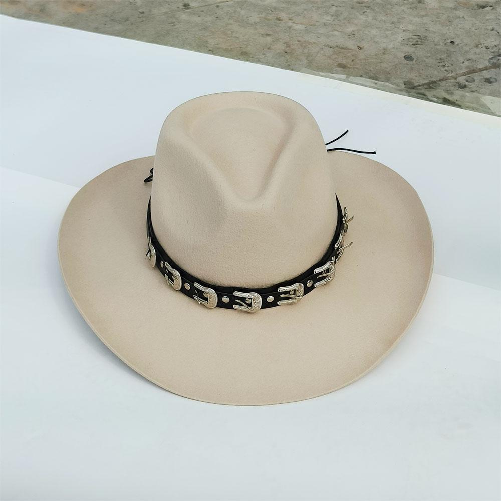 55-60 cm große Größe Hut WOLL Cowboyhüte für Männer Frauen Cowboyhut Gürtel breite Krempe Filzhut kundenspezifisch 4 Größen Outdoor Sombrero Hombre