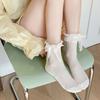 Spring and Summer Hollow, Lightweight and Breathable Socks for Women, Mid-calf Socks, Cute Lace Trim, Bow, Short Socks, Thin Style