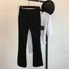 Spring and Autumn Women's Pants Casual Elastic Waist Look Thin and Contrast Three-dimensional Slim Stretch Flared Pants with Slits