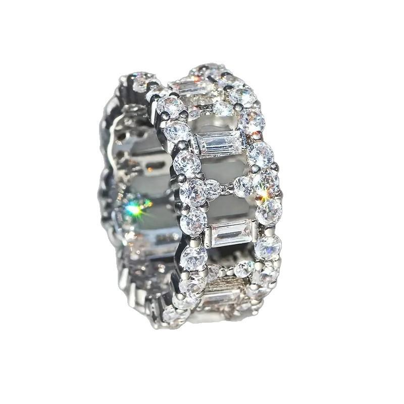 European and American Light Luxury High-end Rings, Geometric Zircon Full Diamond Jewelry, Fashion Niche Popular Accessories 2026