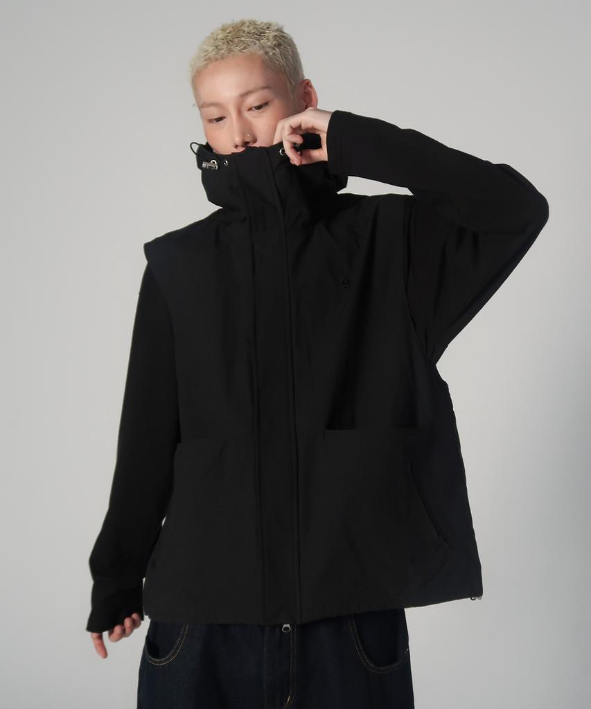 SOMEPLACE MAN Hooded Multi-Pocket Oversized Nylon Windbreaker Daily Vest_2 Colors