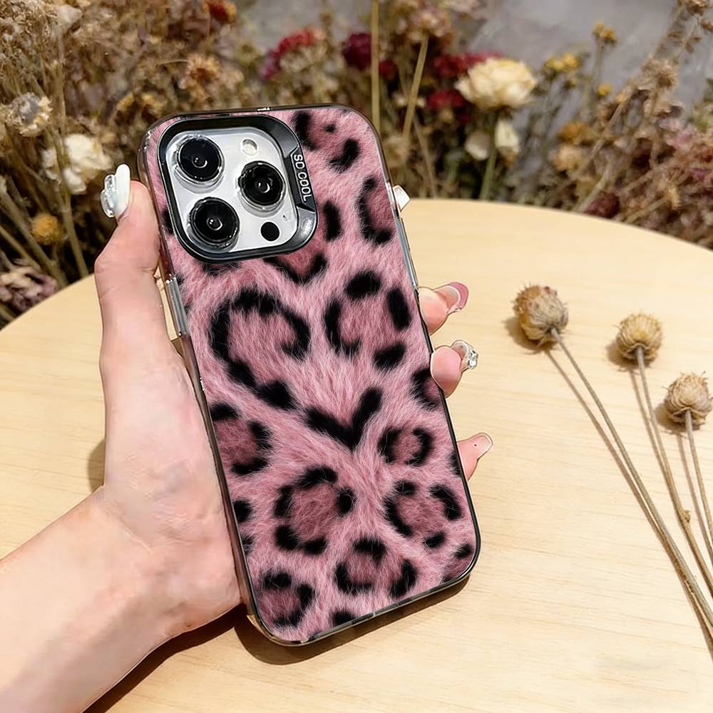 Leopard Print Phone Case For iPhone 17,16,15,14,13,12,11 Plus,Pro Max,XS,Colorful Silver Phone case Funda Cover