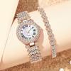 Elegant Women's Wristwatch Silver Watch Bracelet Set Trendy Rose Gold Watch  Festival Gift