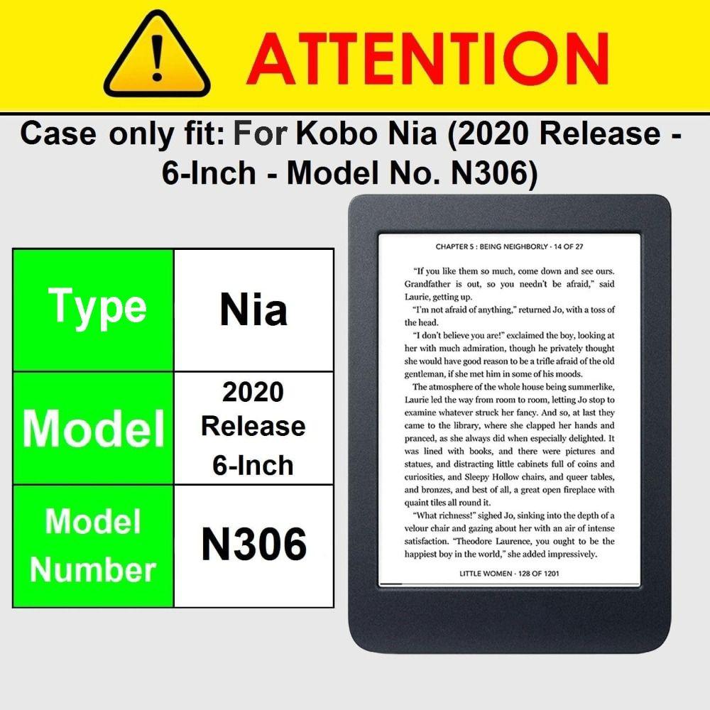 6 Zoll E-Reader Hülle Magnetischer Mehrfachfaltständer Smart Cover Leder Stoßfestes Folio Cover für Rakuten Kobo Nia N306