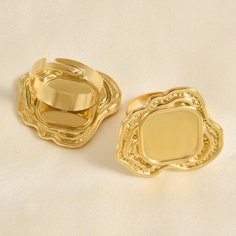 1/5 Stück Echtvergoldeter Cabochon-Ring Rund Oval Leere Tablettbasis Edelstahlringe Für Damen Herren Handgefertigte Emaille-Accessoires