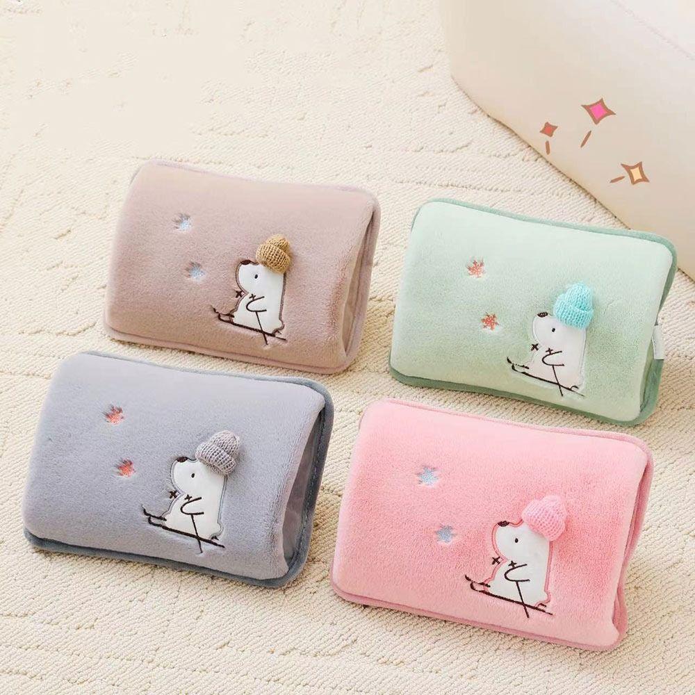 Flannelette Electric Hot Water Bottle Cartoon Pattern Hand Compress Heat Pack  for Home Office