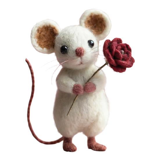 Handmade Felt Mouse Plush Toy Cute Animal Ornament Soft Charming Home Decor Unique Gift for Collectors