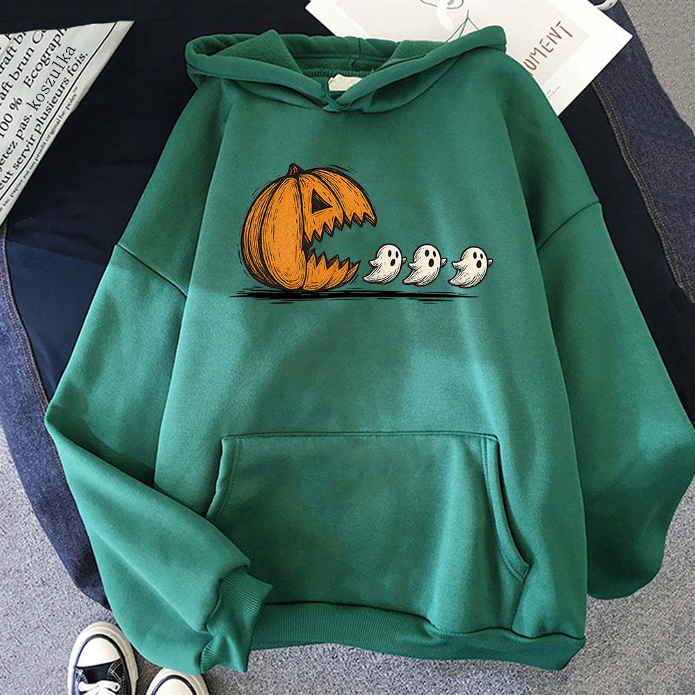 Funny Pumpkin Eating Ghosts Hoodie Women/men Hoodies Autumn Winter Clothes for Halloween Gifts Aesthetic Sweatshirt Vintage