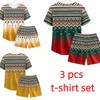 Summer Fashion Ethnic Style Geometric 3D Printed Round Neck Short Sleeved T-Shirt And Shorts Set Women's and Men's T-shirt Shorts Set