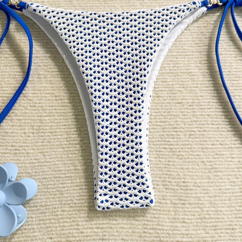Women Sexy Hollow Knitted Split Two Piece Bikini Swimwear