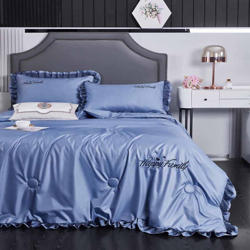 Four-Piece Washable Silk and Tencel Cooling Summer Quilt Set