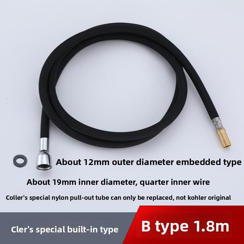 50cm/60cm/85cm F1/2 M15*1 Nylon Braided Flexible Water Hose For Kitchen Pull Out Faucet Hose Spinning Tube Black Gray Plumbing