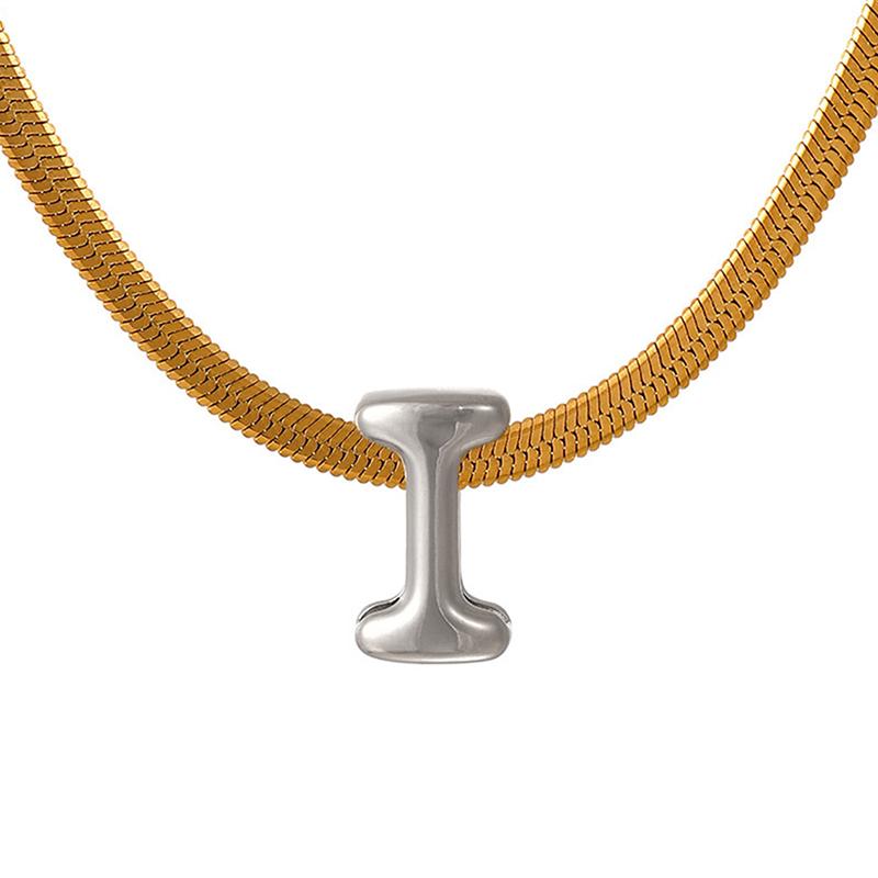Titanium Steel Snake Bone Chain 26-Letter A-Z Initial Pendant Necklace Alphabet Choker Jewelry Holiday Gift For Women
