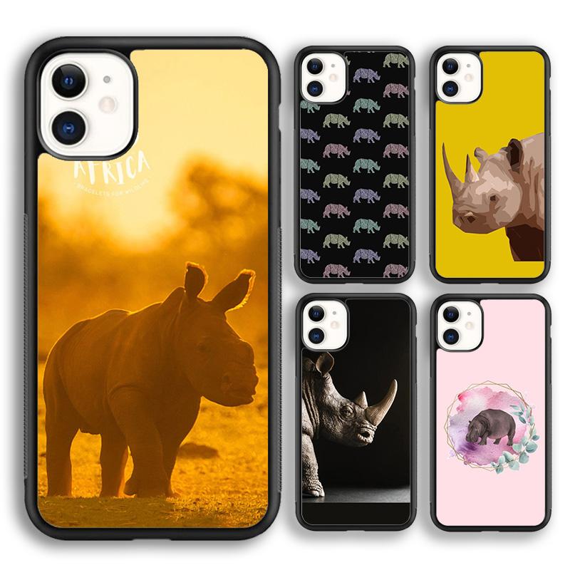 Animal Rhino Soft Phone Case For iPhone 17 Air 16 15 14 Max Plus 11 12 13 Pro Max Phone Cover coque Shell Fundas