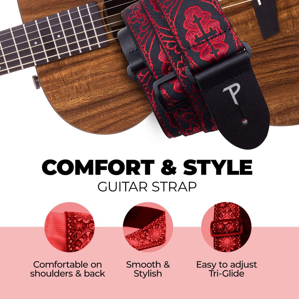 Jacquard Guitar Strap Cross Perri's TWS-7071 Black/Red