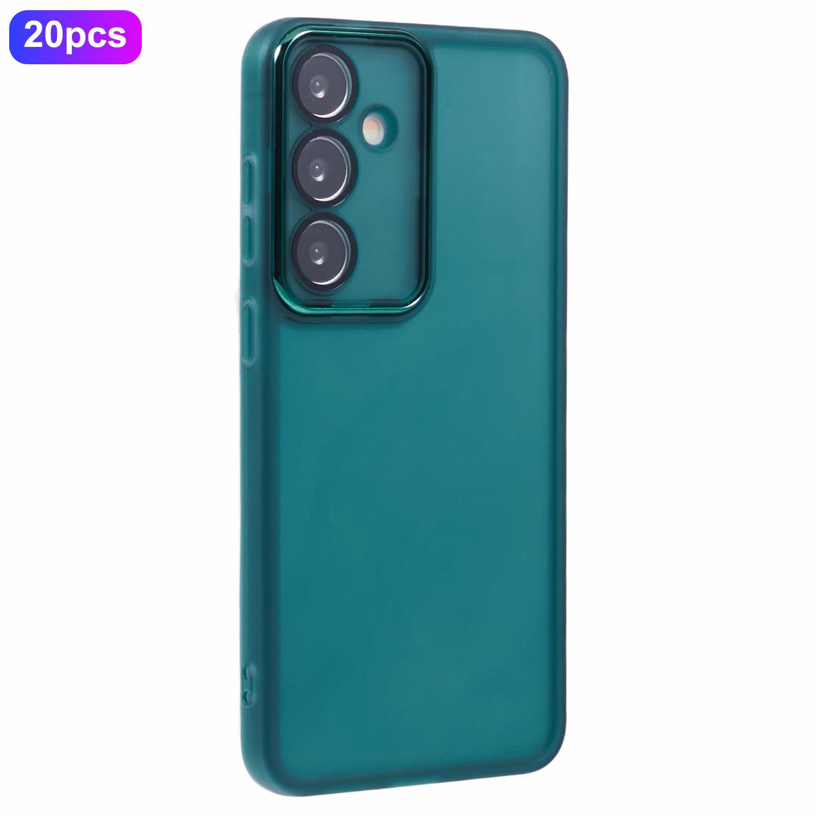 

Bulk Purchasing 20Pcs For Samsung Galaxy S24 Case Electroplated Camera Frame TPU Phone Cover Precise Cutouts Transparent Green