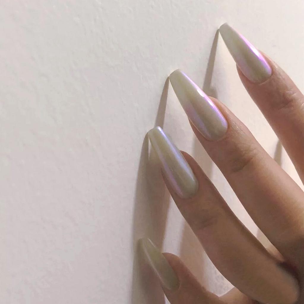 Nail Art Long Ballet Nail, Coffin Nail, Aurora Powder Wear Nail Art, Finished Nail Piece, False Nail Patch