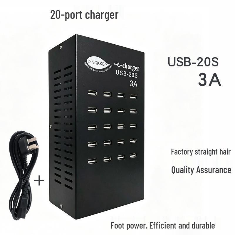 20-Port Fast USB Charger Station, 3A Multi-Device Charging Hub