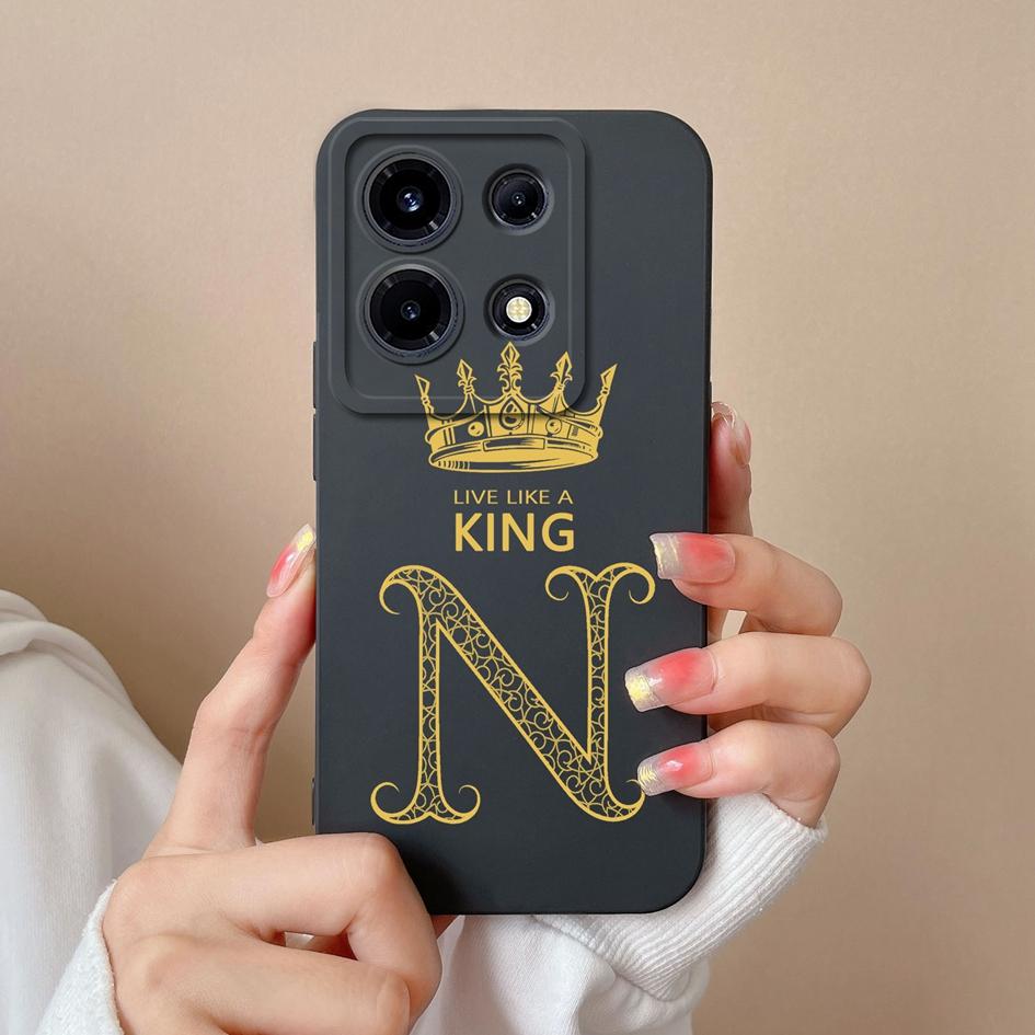 Case For Itel A05s A04 Infinix Note 30 VIP Hot 30 Play Zero Ultra Phone Cover Crown Letters Screen Protector Matte Soft Silicone Shockproof Bumper