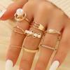 European-American Design Luxury Pearl & Diamond Adjustable Ring Set - 8 Pieces
