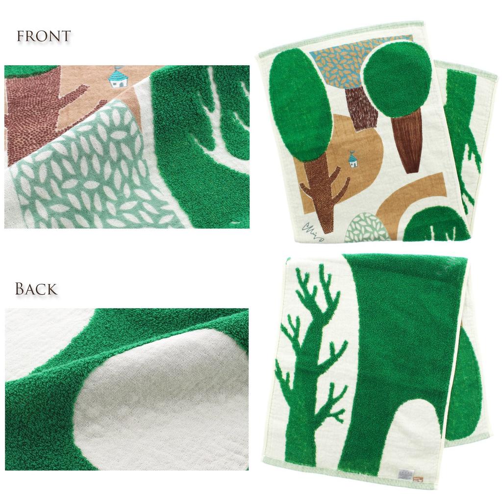 Kusunokibashi Monori Morita MiW Forest House Face 34 X 80cm Towel, Green, A-65603-31-G,