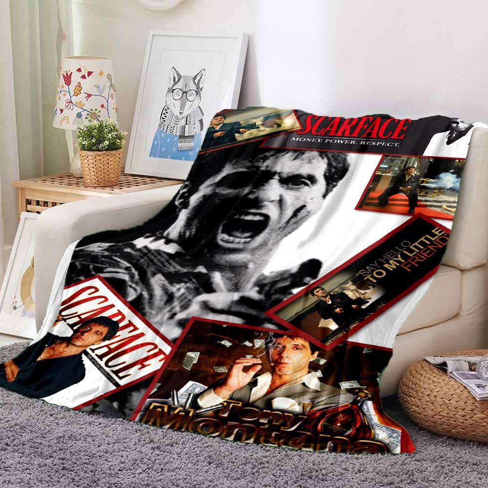 Scarface Movie Poster Flannel Blanket Throw Blanket Soft Warm Sofa Bed Camping Home Decor Unique Christmas Gift C9211123