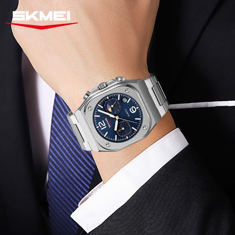 Uhr Mode Herren Quarzuhr Stahlarmband Wasserdicht Multifunktionale Business-Uhr