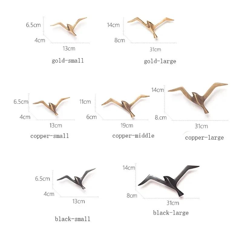 Luxury Pure Copper Seagull Statue Wall Hanging Metal Bird Sculpture Ornament Retro Office Cafe Wall Decoration Home Decor Gift