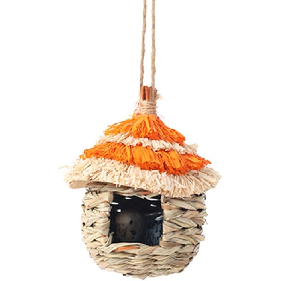 Grass Bird Nest Hangable Nest House Bird Cage Small Birdcages Tent Outdoor Garden Sleep Nest for Wildlife Bird