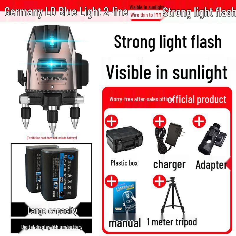 High-Precision Automatic Laser Level Tool with Green & Blue Light, 5-Line Infrared, Outdoor Use