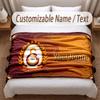 Galatasaray FC Printed Flannel Blanket Custom Name Text Soft Warm Throw For Bedroom Holiday Gift