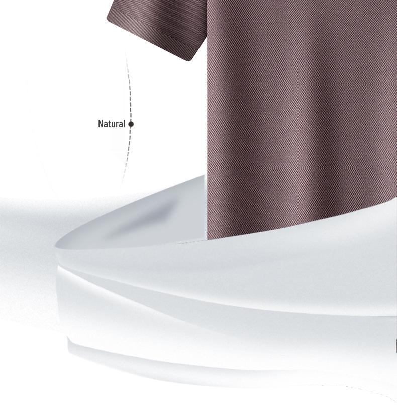 Men's Cool Breathable Tencel Lyocell Knit T-Shirt - Round Neck, Short Sleeves, Casual, Summer Silk Top