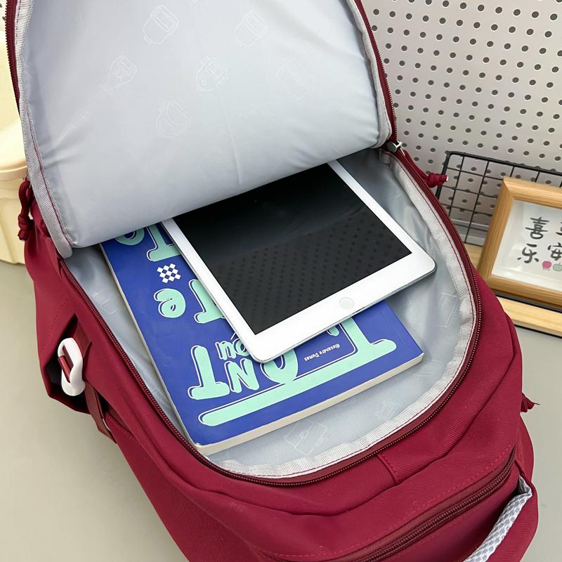 Junior High School Student Schoolbag Letter Print Large Capacity Backpack Men Women Color Contrast Backpack