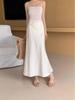 Champagne Satin Fishtail High-End Silk Skirt for Women - Summer 2025