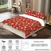 3Pcs red Christmas theme print quilt cover featuring pilowcases, no filing, skin-friendly, warm machine washable beding set decor