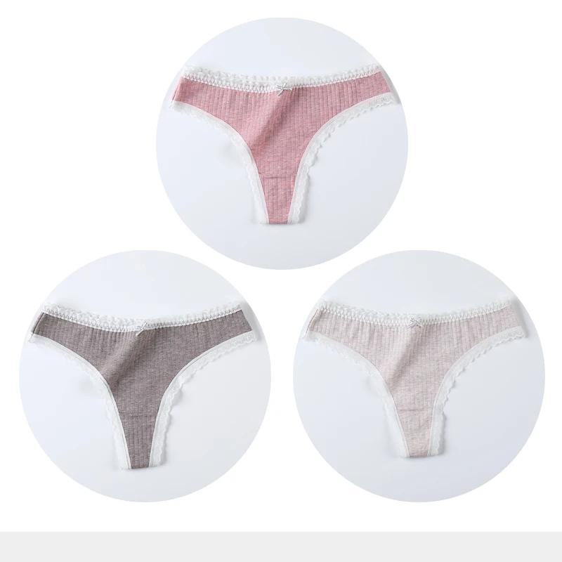 3 Pcs/Set Women Panties G-String Underwear Fashion Thong Sexy Cotton Panties Ladies G-string Soft Lingerie Solid Low Rise Panty