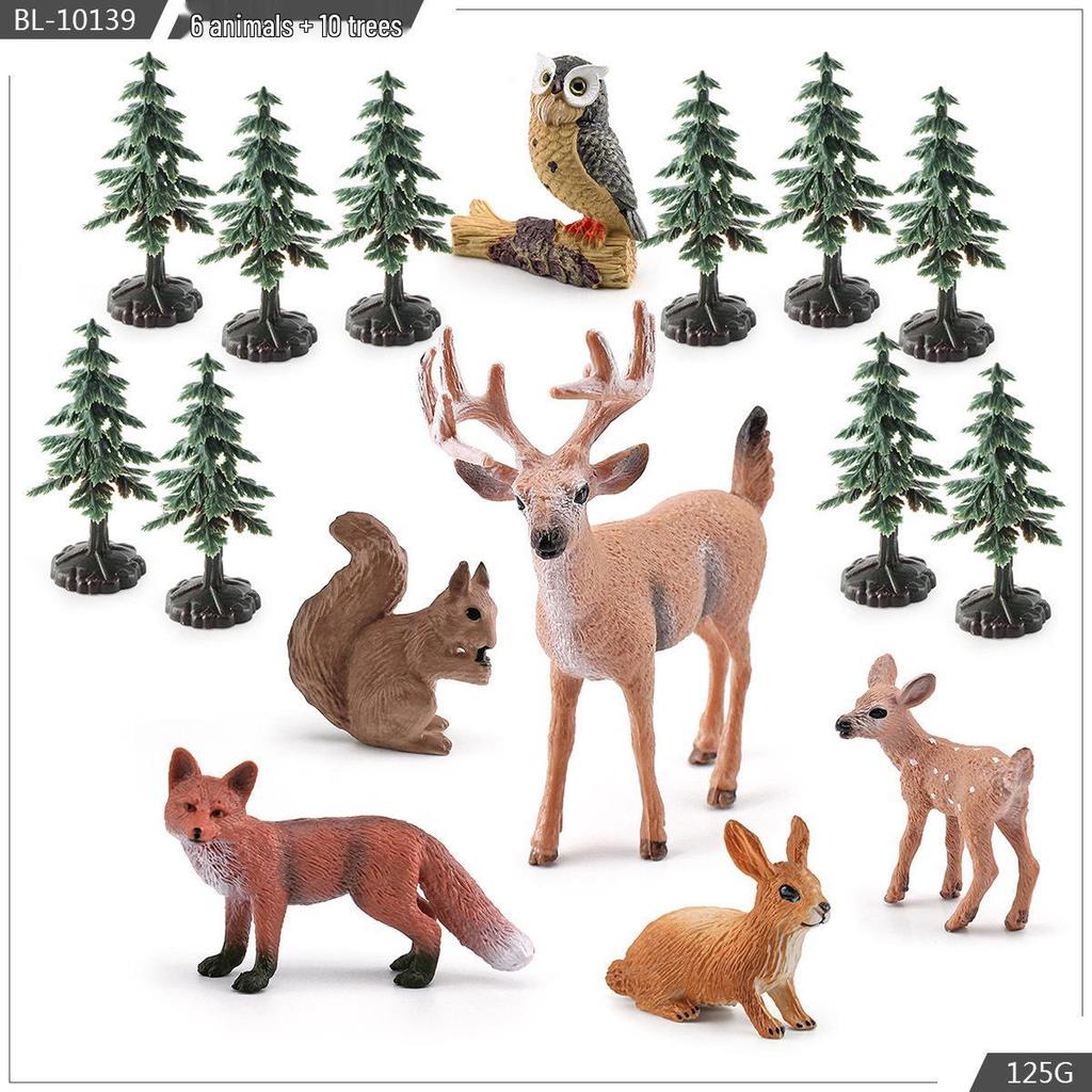 Simulated Christmas Reindeer and White-Tailed Deer Ornament Set