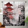 Japanese Animation Rod Pocket Blackout Curtains For Boy Girl Bedroom, Black White Ink Abstract Art Thermal Insulated Home Window