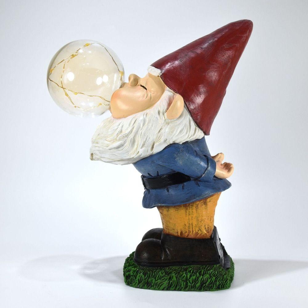 Gnóm s červeným kloboukem zahradní dekorace solární světlo vánoční ozdoby trpasličí figurka socha