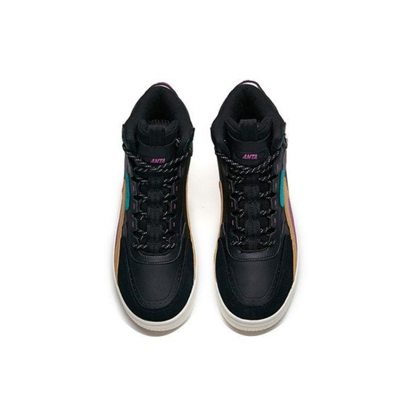 Anta Comfortable Wraparound Anti-Slip Shock Absorbing Wear-Resistant High-Top Sneakers Men Sneakers Black Green Yellow 112148013R-3