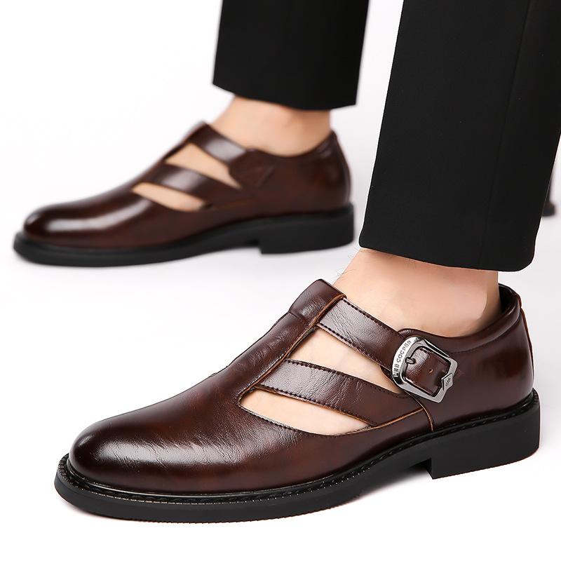 Fashion Summer Men's Business Sandals 2024 New Designer Baotou Beach Shoes Male Fashion Casual Hollow Out Cow Leather Sandals Man