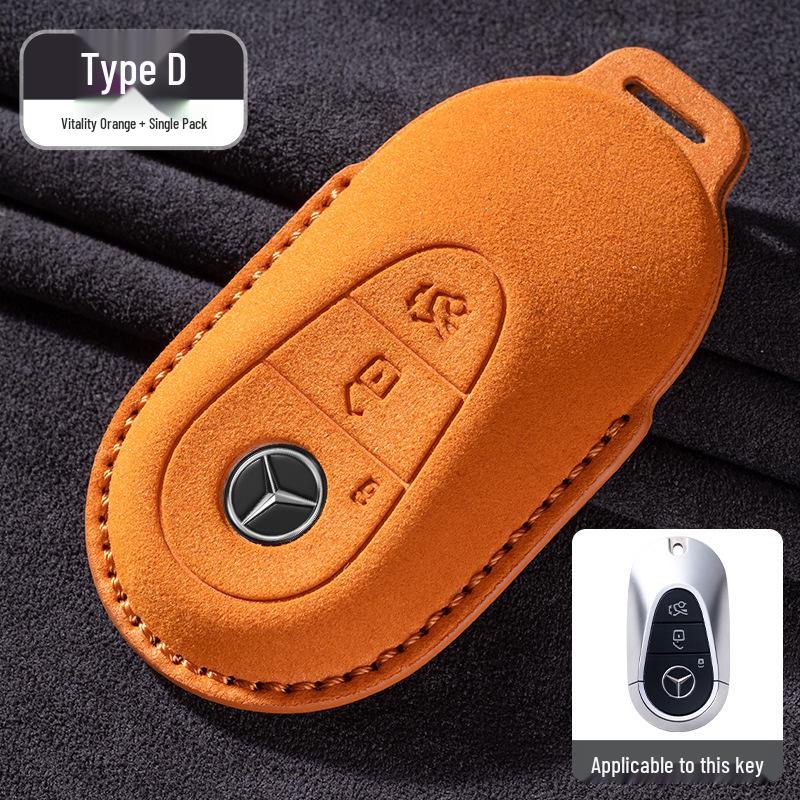 Mercedes-Benz E300L/GLC260/E260L Key Cover with Full Suede and Buckle - Men's Interior Decoration