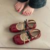 Comemore Round Toe Light Mouth Mary Jane Single Shoes Women's Summer New Colorblock Butterfly Knot Soft Sole Ankle Buckle Flats