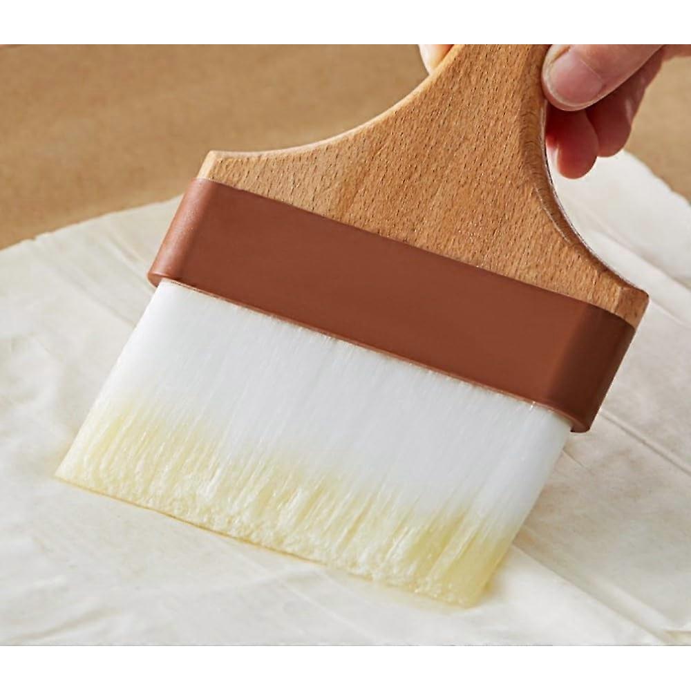 Soro Essentials 4” Flat Pastry Brush with Nylon Bristles, Wooden Handle - Basting Brush for BBQ, Butter, Oil, Marinade Compatible with Grill Tools
