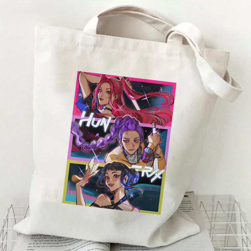 Kpop Witch Hunters Printed Canvas Bag Large Capacity Women's Daily Shopping Bag KTB