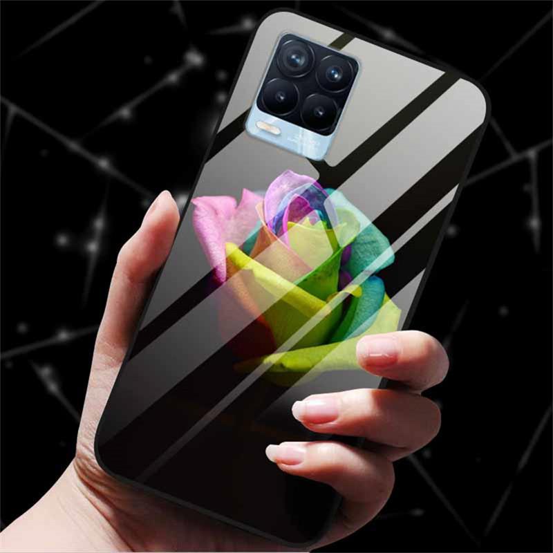 For Realme 8 Case Tempered Glass Hard Back Cover Case For Realme 8 5G 8i Realme 8 Pro Phone Case Cover Realme8 Pro Soft Bumper