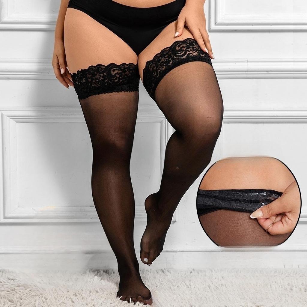 Frauen Plus Größe Fett Sexy Strümpfe Spitze Top Silicon Strap Anti-skid Oberschenkel Spitze Strümpfe Weibliche Erotische Geschenk Nachtclub strümpfe