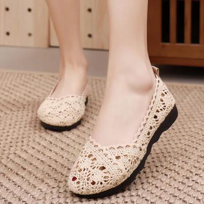 2024 Spring Summer New Lace Flat Shoes Female Solid Color Soft Bottom Cloth Shoes Women's Walking Sports  Casual Shoes