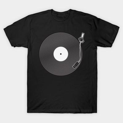 Ανδρικό Μαύρο T-shirt με Εκτύπωση Πικάπ Σημείο Δισκοπικά Βινύλια Χωρίς Κόψιμο Χαρτί Μεταφοράς Εκτύπωση Βαμβακερό T-shirt