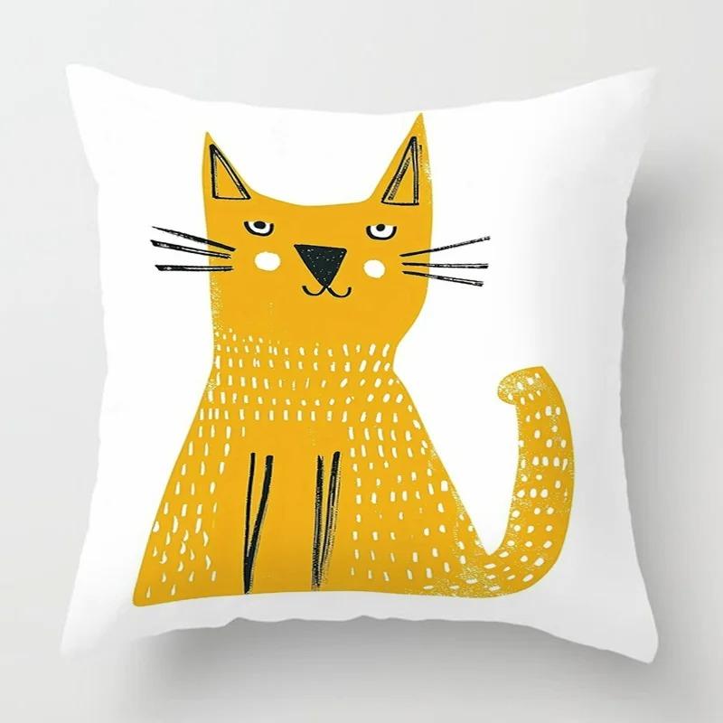 Home Decor Cute Cartoon Cats Pillow Covers for Home Pattern Cushion Cover Suitable for Sofa Bedroom Car Pillow Cover